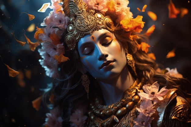 Photorealistic representation of krishna  deity