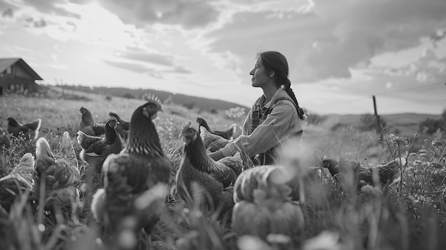 Free Photo photorealistic scene of a poultry farm with chickens