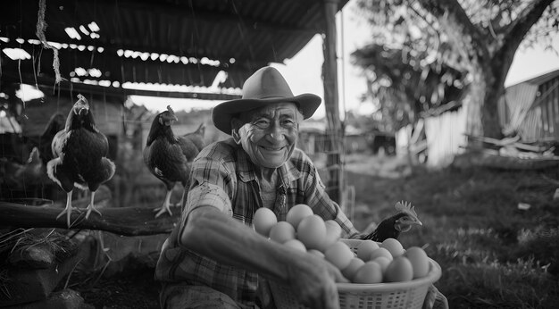 Photorealistic scene of a poultry farm with chickens