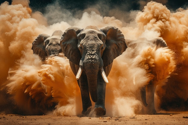 Free Photo photorealistic scene of wild elephants