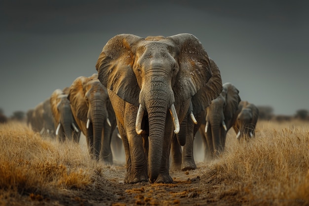 Free photo photorealistic scene of wild elephants