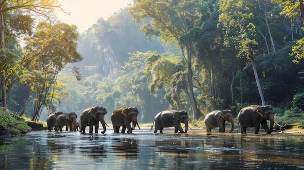 Free Photo photorealistic scene of wild elephants