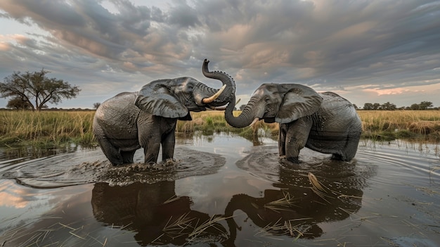 Free photo photorealistic scene of wild elephants