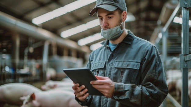 Free Photo photorealistic scene with person taking care of a pig farm