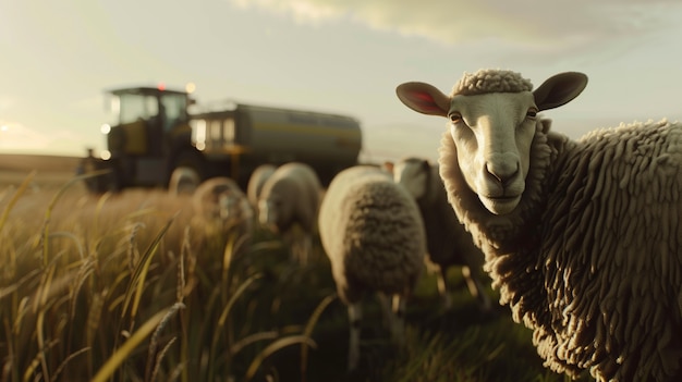 Photorealistic sheep farm