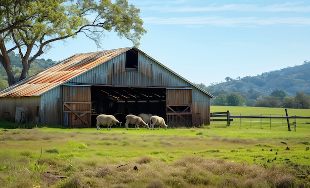 Free Photo photorealistic sheep farm