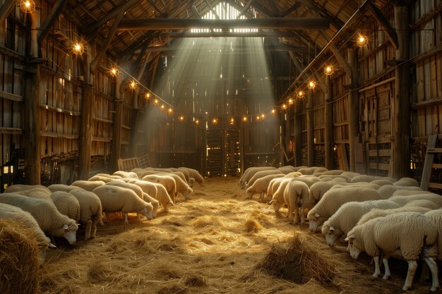 Photorealistic sheep farm