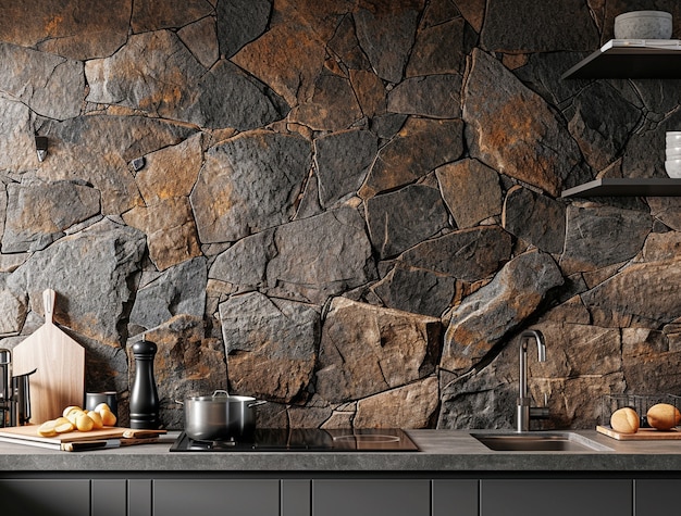 Free Photo photorealistic stone wall surface used in interior design