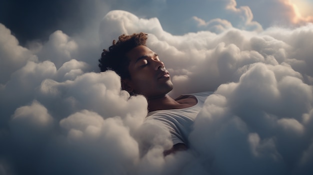 Free photo photorealistic style clouds and man