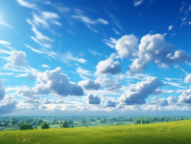 Free Photo photorealistic style clouds and meadow