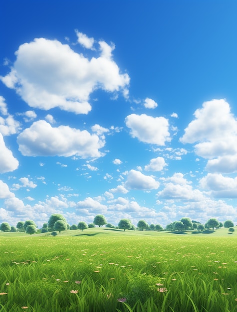 Free photo photorealistic style clouds and meadow