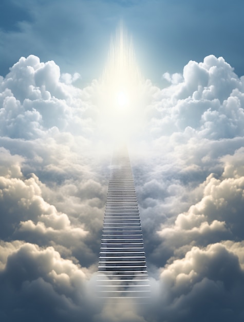 Free photo photorealistic style clouds and stairs