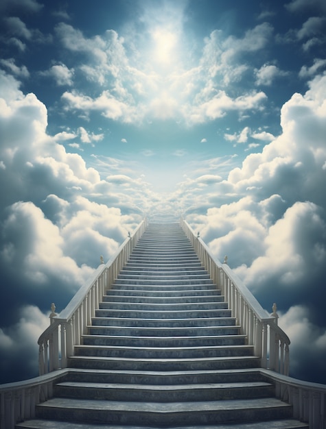 Free Photo photorealistic style clouds and stairs