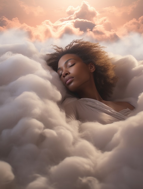 Free photo photorealistic style clouds and woman