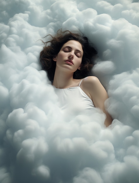 Free photo photorealistic style clouds and woman