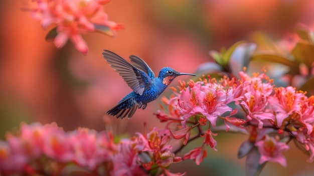 Photorealistic view of beautiful hummingbird in its natural habitat