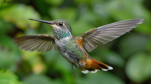 Photorealistic view of beautiful hummingbird in its natural habitat