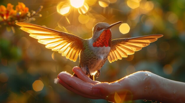 Photorealistic view of beautiful hummingbird in its natural habitat