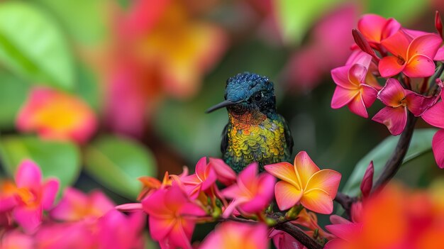 Photorealistic view of beautiful hummingbird in its natural habitat