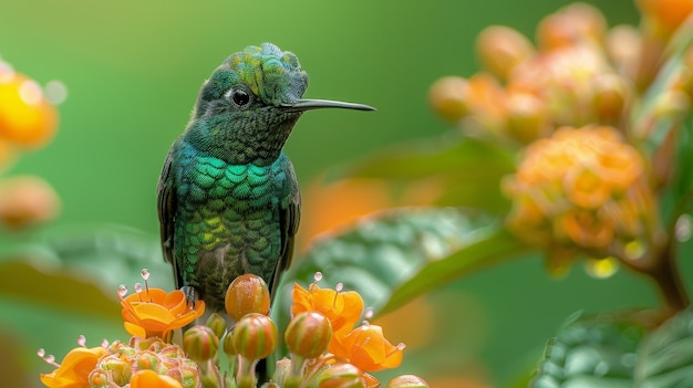 Photorealistic view of beautiful hummingbird in its natural habitat