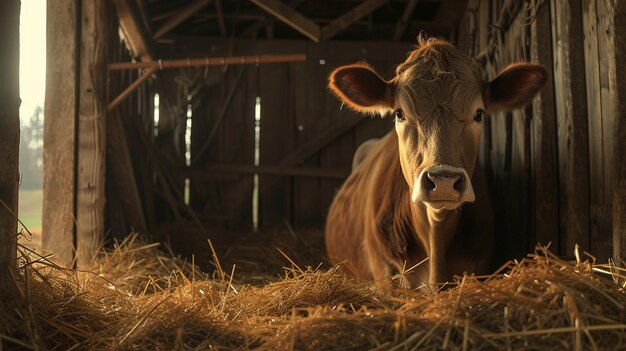 Photorealistic view of cow at the barn