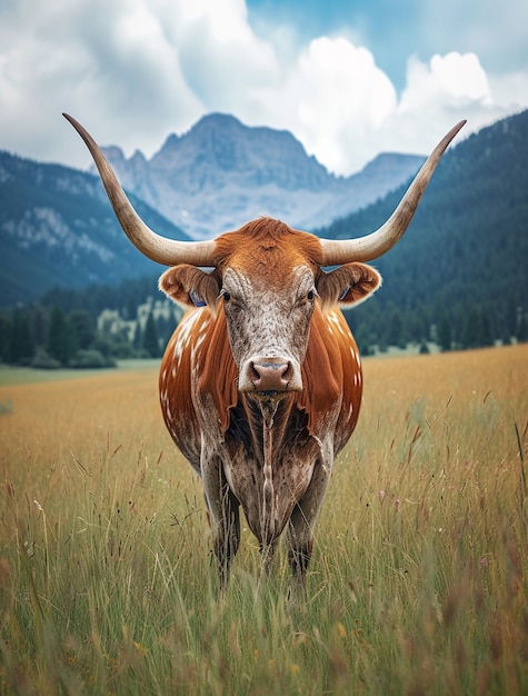 Free photo photorealistic view of cow grazing in nature outdoors