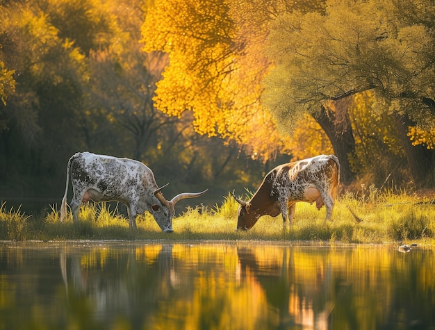 Free photo photorealistic view of cows drinking water