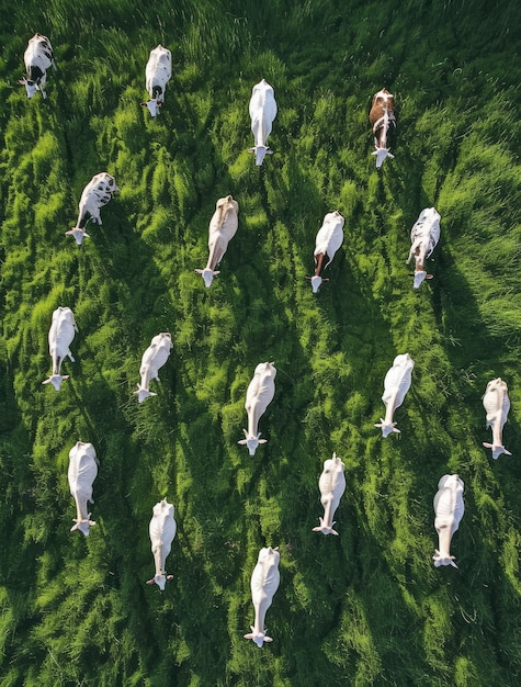 Free photo photorealistic view of cows grazing in nature outdoors