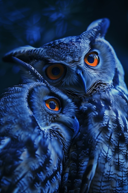 Free Photo photorealistic view of owl bird at night