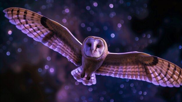 Free Photo photorealistic view of owl bird at night