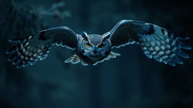 Free photo photorealistic view of owl bird at night