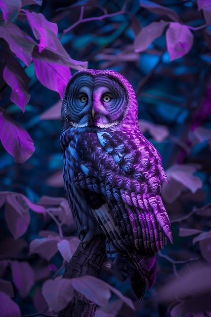 Free photo photorealistic view of owl bird at night