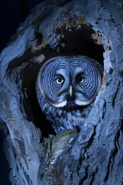 Free Photo photorealistic view of owl bird at night