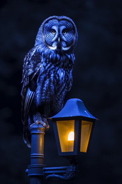 Free Photo photorealistic view of owl bird at night