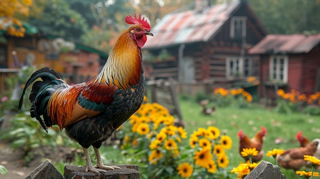 Free photo photorealistic view of rooster with beak and feathers