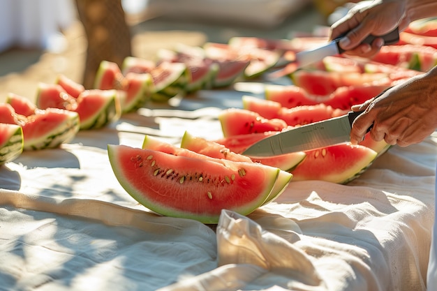 Photorealistic view of sweet and tasty watermelon fruit