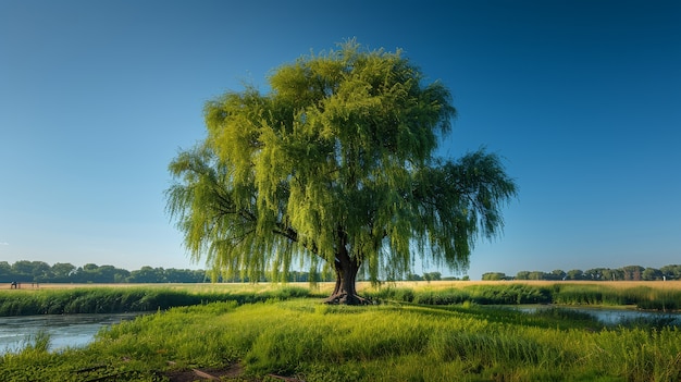 Photorealistic view of tree in nature with branches and trunk