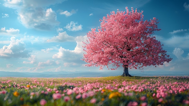 Photorealistic view of tree in nature with branches and trunk