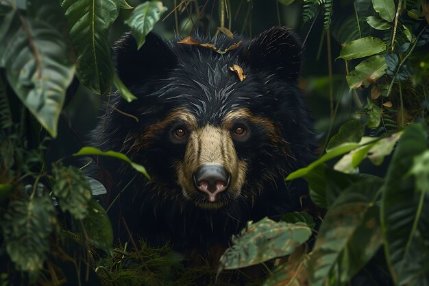 Photorealistic view of wild bear in its natural environment