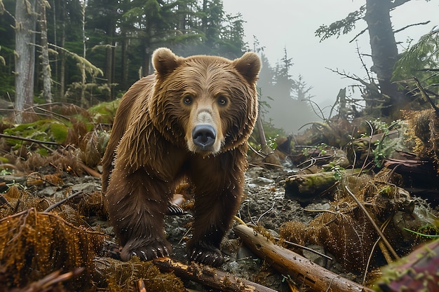 Free Photo photorealistic view of wild bear in its natural habitat