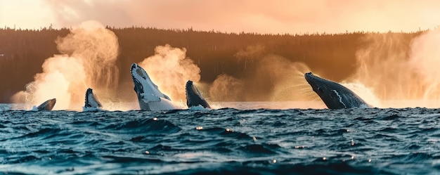 Photorealistic whale crossing the ocean