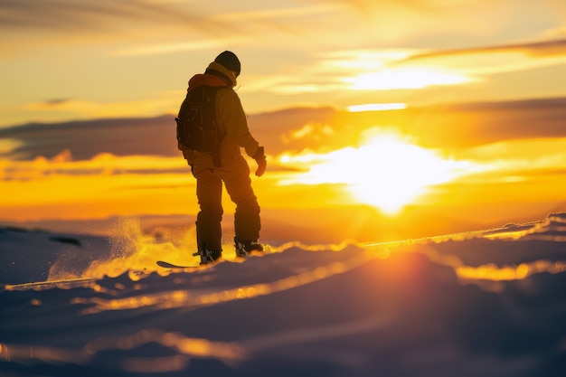 Free Photo photorealistic wintertime scene with people snowboarding