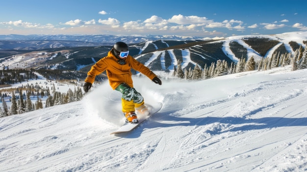 Free photo photorealistic wintertime scene with people snowboarding