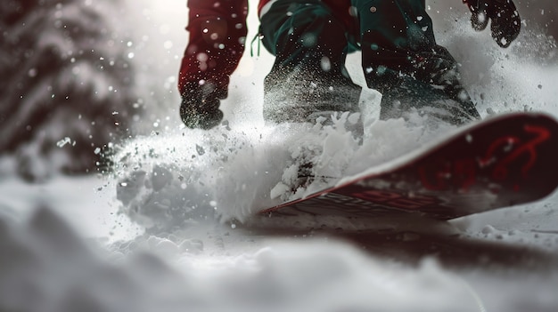 Free Photo photorealistic wintertime scene with people snowboarding