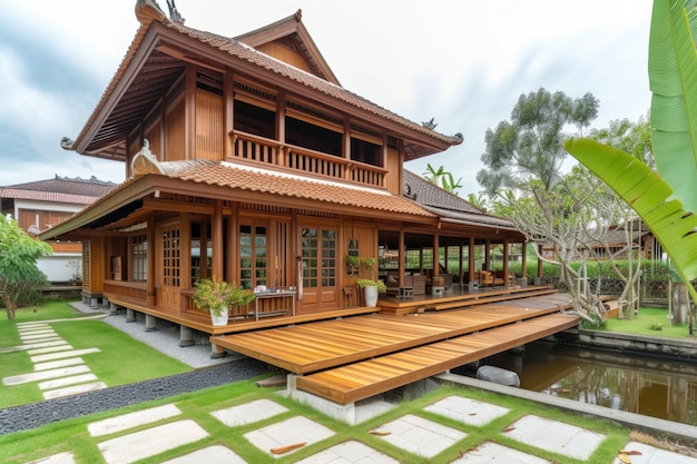 Free photo photorealistic wooden house with timber structure