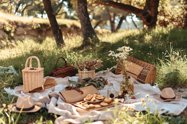 Free photo picnic arrangement with delicious food