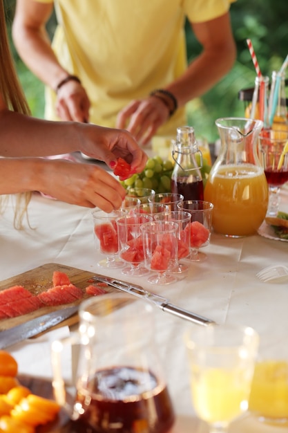 Picnic food in preparation