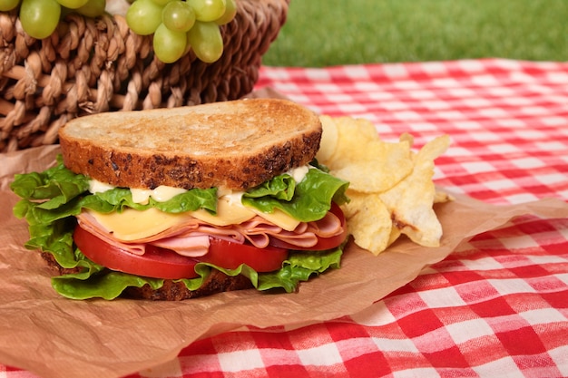 Picnic ham and cheese sandwich