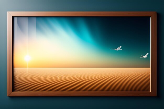 A picture of a desert with a bird on the horizon