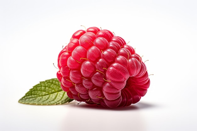 Free photo picture of a raspberry whit leaf on a white background